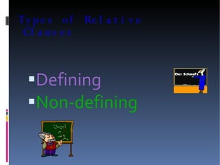 Types of Relative Clauses Defining Non-defining 
