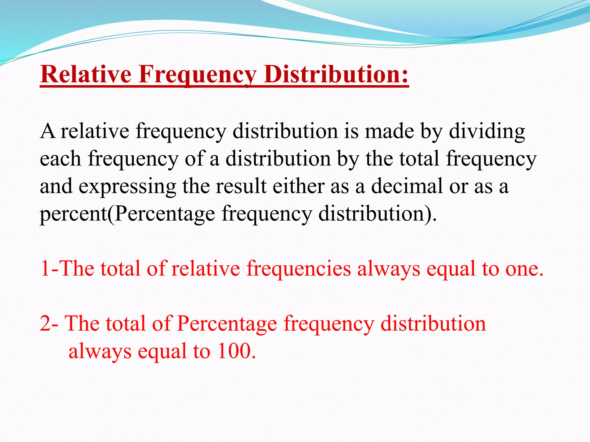 Frequency Distribution Vs Relative Frequency Distribution Relative frequency distribution | PPT