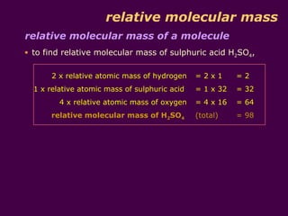 Relative Molecular Mass And Percentage Composition Relative Molecular Mass And Percentage Composition
