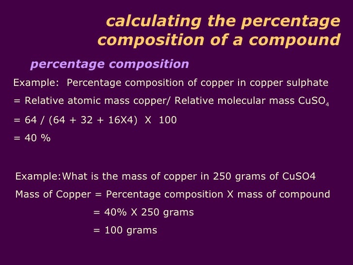 Relative molecular mass and percentage composition