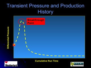Transient Pressure and ProductionTransient Pressure and Production
HistoryHistory
DifferentialPressure
Cumulative Run Time
Breakthrough
Point
 