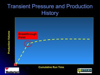 Transient Pressure and ProductionTransient Pressure and Production
HistoryHistory
ProductionVolume
Cumulative Run Time
Breakthrough
Point
 