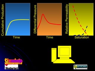 Time Time Saturation
CumulativeProduction
DifferentialPressure
RelativePermeability
 