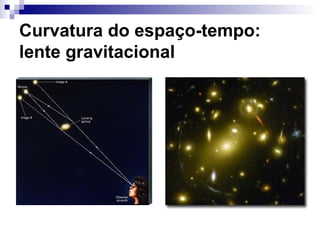 Curvatura do espaço-tempo:
lente gravitacional
 