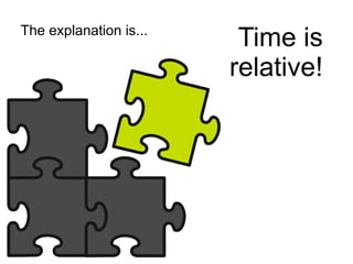 The explanation is...
Time is
relative!
 