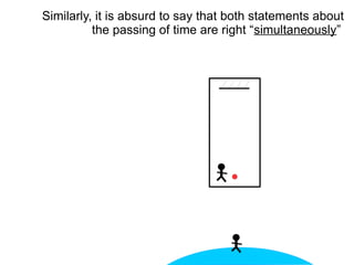 Similarly, it is absurd to say that both statements about
the passing of time are right “simultaneously”
 
