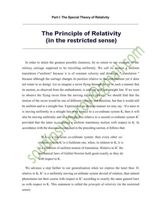 Relativity Theory By Einstein | PDF