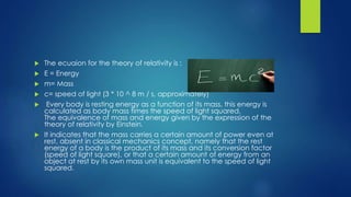 Relativity theory project & albert einsten | PPTX