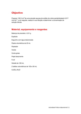 Preparação e Diluição de Soluções