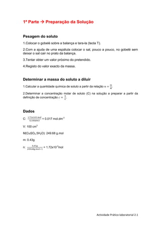 Preparação e Diluição de Soluções