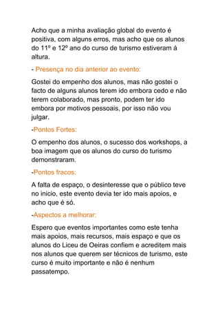 Relatório do Dia do Turismo