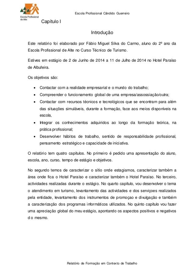 Relatório de estágio profissional exemplo Relatório de estágio profissional exemplo