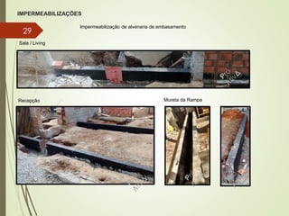 IMPERMEABILIZAÇÕES
29
Impermeabilização de alvenaria de embasamento
Sala / Living
Recepção Mureta da Rampa
 