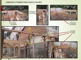 ARMAÇÃO E FÔRMAS PARA VIGAS E PILARES
43
Armação
de pilares
Armação
de vigas
Montagem
de fôrmas
Montagem
de fôrmas
 
