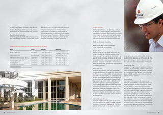 14 anos (1988 a 2001), ocupando o cargo de presi-                        of Business (EUA) – em Administração de Empresas          Diretoria Executiva
            dente no Brasil. Atuou também no setor de serviços,                      e Negócios Internacionais. É membro efetivo e             Formada por entre dois e 13 membros, a Diretoria
            principalmente em projetos estratégicos de renovação.                    independente do Conselho de Administração da              da TECNISA é coordenada pelo diretor presidente,
                                                                                     TECNISA desde julho de 2006. Foi sócio da consulto-       executando as estratégias definidas pelo Conselho de
            Ricardo Barbosa Leonardos                                                ria Brasilpar Serviços Financeiros e diretor presidente   Administração. De acordo com a Lei das Sociedades
            Economista graduado pela Faculdade São Luiz, possui                      de empresas do ramo financeiro, além de ter sido          por Ações, os diretores devem residir no país, mas
            MBA pela New York University – Leonard Stern School                      integrante de conselhos de outras companhias.             não necessariamente ser acionistas da Companhia.

                                                                                                                                               Perfil dos Diretores Executivos

                                                                                                                                               Meyer Joseph Nigri (diretor presidente)
           Composição do Conselho de Administração da TECNISA
                                                                                                                                               – veja “Conselho de Administração”.
           Nome                                                    Cargo              Eleição                    Mandato
                                                                                                                                               Douglas Duarte
                                                                                                                 Até a Assembleia Geral
           Meyer Joseph Nigri                                      Presidente         26 de abril de 2012                                      É diretor comercial da TECNISA desde 2003, pas-
                                                                                                                 Ordinária (AGO) em 2014
                                                                                                                                               sando à condição de diretor executivo em 2006.
           Carlos Alberto Júlio                                    Vice-presidente    26 de abril de 2012        Até a AGO, em 2014            Atuou como gerente de produtos do Unibanco e na           diretor jurídico executivo da Companhia desde abril
           José Roberto Mendonça de Barros                   (1)
                                                                   Conselheiro        26 de abril de 2012        Até a AGO, em 2014            área de vendas de diversas empresas do ramo imo-          de 2009. Entre dezembro de 1994 e junho de 2005,
           Marcelo Gasparino da Silva (1) (2)                      Conselheiro        26 de abril de 2012        Até a AGO, em 2014            biliário. Entre 2001 e 2003, atuou como diretor de        atuou como advogado sênior no Departamento Jurí-
           Maurizio Mauro         (1)
                                                                   Conselheiro        26 de abril de 2012        Até a AGO, em 2014            marketing na Concivil Construtora e Incorporadora e       dico da empresa Inpar Incorporações e Participações.
                                                                                                                                               diretor de atendimento da Estanplaza Administradora
           Ricardo Barbosa Leonardos              (1)
                                                                   Conselheiro        26 de abril de 2012        Até a AGO, em 2014
                                                                                                                                               Hoteleira e Comercial.                                    Joseph Meyer Nigri
           (1) Conselheiros independentes
           (2) Representante dos acionistas minoritários da Companhia                                                                                                                                    Graduado em Engenharia Civil pela Escola Politécnica
                                                                                                                                               Fabio Villas Bôas                                         da USP. É, desde dezembro de 2007, o diretor exe-
                                                                                                                                               Graduado em Engenharia Civil pela Universidade            cutivo de negócios Premium da TECNISA. Ingressou
                                                                                                                                               Presbiteriana Mackenzie, é, desde 2003, diretor técnico   na Companhia em 2002, atuando como trainee até
                                                                                                                                               da TECNISA, passando à condição de diretor executivo      junho de 2006, quando assumiu o cargo de diretor
                                                                                                                                               em 2006. Entre 1996 e 2003, foi coordenador geral         adjunto de novos negócios.
                                                                                                                                               da obra do Novo Espaço Natura, em Cajamar (SP), e
                                                                                                                                               do Novo Centro de Distribuição da companhia, em           Newman Brito
                                                                                                                                               Itapecerica da Serra. Entre 1987 e 1993, foi diretor      Graduado em Administração de Empresas, com
                                                                                                                                               da Omnia Engenharia e Construções. De 1984 a              MBA pelo INSPER/IBMEC e especialização em Real
                                                                                                                                               1987, foi diretor técnico da Ricardo Julião Arquitetura   Estate pela Harvard Business School (EUA). Desde
                                                                                                                                               e Urbanismo. É também sócio fundador do Conselho          maio de 2009, é o diretor executivo responsável
                                                                                                                                               Brasileiro de Construção Sustentável (CBCS), con-         pela TECNISA Flex. Ingressou no mercado imobiliário
                                                                                                                                               selheiro da Editora Pini, conselheiro de clientes da      em 1996, ocupando cargos de gerência e diretoria
                                                                                                                                               Votorantim, integrante do Comitê de Meio Ambiente         em diversas empresas. Entre 2000 e 2002, como
                                                                                                                                               do Sinduscon-SP e coordenador da Norma Brasileira         sócio diretor, participou da fundação da Areautil.
                                                                                                                                               de Desempenho.                                            com do Brasil Ltda. e de sua venda para Homestore
                                                                                                                                                                                                         Inc., então líder mundial na divulgação de imóveis
                                                                                                                                               José Carlos Lazaretti Júnior                              pela internet. Em 2007, assumiu a Presidência da Fit
                                                                                                                                               Graduado pela Faculdade de Direito de São Carlos,         Residencial Empreendimentos Imobiliários, empresa
                                                                                                                                               com especialização em Direito Contratual, Societário,     do Grupo Gafisa no segmento de empreendimentos
                                                                                                                                               Imobiliário e Consumidor. Ingressou na TECNISA em         econômicos, na qual permaneceu até a aquisição da
                                                                                                                                               julho de 2005, atuando como gerente jurídico. É           Construtora Tenda, em dezembro 2008.




38   RELATÓRIO ANUAL 2011                                                                                                                                                                                                                          RELATÓRIO ANUAL 2011   39
 