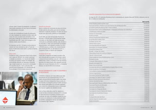 Doações realizadas pela TECNISA em 2011 [GRI EC1]

                                                                                                                                 Ao longo de 2011, 53 instituições filantrópicas foram contempladas por doações feitas pela TECNISA, totalizando mais de
                                                                                                                                 R$ 1,5 milhão em contribuições.

                                                                                                                                                                                                                                          Valor (em R$)
                                                                                                                                 União Brasileira Israelita do Bem-estar                                                                     300.000,00
                                                                                                                                 Associação de Pais e Mestres da Escola Estadual Júlio de Mesquita Filho                                     131.094,08
           semana, após o horário do expediente, os operários        Parceiros da Educação
                                                                                                                                 Sociedade Israelita Beneficente Beit Chabad do Brasil                                                       102.000,00
           interessados participam de duas horas de atividades       Busca a melhoria do rendimento de alunos do Ensino
           de alfabetização e educação.                              Fundamental da rede pública, por meio de acompa-            Associação Nosso Sonho de Reabilitação e Integração de Pessoas com Deficiência                               84.000,00
                                                                     nhamento e avaliações periódicas. Um plano de ação é        Confederação Israelita do Brasil                                                                             72.000,00
           As aulas são ministradas por equipe de professores,       traçado para cada escola, conforme as necessidades.         Instituto Pro Queimados                                                                                      60.000,40
           em salas instaladas nos canteiros de obras. Após oito                                                                 Americas Amigas                                                                                              50.000,00
           meses de curso, os alunos são submetidos a uma            Desde 2008, por meio da Associação Parceiros da
                                                                                                                                 Instituto Empreender Endeavor Brasil                                                                         50.000,00
           prova para a obtenção do certificado de alfabetização     Educação, a TECNISA apoia a Escola Estadual Orestes
                                                                                                                                 Escola Brasileira Israelita Chain                                                                            36.000,00
           reconhecido pelo MEC. Quem não consegue a nota            Guimarães, em São Paulo, com ações de formação
           mínima, recebe aulas de reforço.                          continuada aos professores, materiais, salas de leitura e   Fundação Gol de Letra                                                                                        36.000,00
                                                                     de informática e, ainda, com a promoção de atividades       Instituto Airton Senna                                                                                       36.000,00
           Em dezembro de 2011, 76 alunos, de dez obras na           extracurriculares, como passeios e eventos. Em 2010,        Associação Beneficente Santa Fé                                                                              30.000,00
           Grande São Paulo, formaram-se até a 4ª série do           a TECNISA passou a contribuir com a Escola Estadual         Associação Civil Iniciativa Caminho                                                                          30.000,00
           Ensino Fundamental. Desde 2002, o projeto já formou       Júlio de Mesquita Filho, em São Paulo. Em 2011, a
                                                                                                                                 Associação Instituto Proa                                                                                    30.000,00
           406 alunos.                                               Companhia investiu na reforma das instalações.
                                                                                                                                 Acredite - Amigos da Crianca                                                                                 25.000,00
           Nosso Sonho                                               Fundação Gol de Letra                                       Câmara Brasil-Israel de Comércio e Indústria                                                                 25.000,00
           Fundada em 2007, a Associação Nosso Sonho nasceu          Criada pelos ex-jogadores de futebol Leonardo e Raí,        Casa de Cultura de Israel                                                                                    25.000,00
           com o apoio da TECNISA. Sua missão é promover             essa instituição gerencia projetos de formação cultural     Centro Israelita de Apoio Multidisciplinar (Ciam)                                                            25.000,00
           a inclusão na sociedade e no mercado de trabalho          e educacional que beneficiam cerca de 1.200 crianças,       Fundação Estudar                                                                                             25.000,00
           de jovens com paralisia cerebral. Na entidade, são        adolescentes e jovens. A TECNISA é uma das empresas
                                                                                                                                 Fundação Oftalmológica Dr. Rubem                                                                             25.000,00
           desenvolvidas atividades de fisioterapia, fonoaudio-      parceiras da fundação desde 2002, apoiando suas ativi-
                                                                                                                                 Moradia Associação Civil                                                                                     25.000,00
           logia, terapia ocupacional, educacional e arte-terapia.   dades com recursos financeiros. Em 2011, a Companhia
           Até dezembro de 2011, foram realizados 908                destinou um total de R$ 36 mil à fundação.                  Rotary Club de São Paulo                                                                                     23.800,00
           atendimentos de fisioterapia, 597 atendimentos de                                                                     Sociedade Beneficente Israelita Brasileira Hospital Albert Einstein                                          20.400,00
           fonoaudiologia e 702 de terapia educacional.                                                                          Centro Academico XI de Agosto                                                                                20.000,00
                                                                     RELACIONAMENTO COM O GOVERNO E                              Comunidade da Igreja Apostólica Armênia do Brasil                                                            20.000,00
                                                                     A SOCIEDADE                                                 Instituto Guga Kuerten                                                                                       20.000,00
                                                                                                                                 Associação Paulista do Projeto Ampliar                                                                       18.000,00
                                                                     A TECNISA se relaciona com entes públicos para obter
                                                                     licenciamento de seus empreendimentos. Em 2011,             Associação Pró-Hope de Apoio à Criança                                                                       18.000,00
                                                                     realizou diversas obras de benefício público (veja tabela   Bueno  Pecora Assessoria Educacional                                                                        18.000,00
                                                                     na página 66) como contrapartidas desses acordos de         Instituto Arte de Viver Bem                                                                                  18.000,00
                                                                     licenciamento. A Companhia participa também de discus-      Associação para Crianças e Adolescentes com Câncer                                                           17.000,00
                                                                     sões setoriais sobre práticas de construção sustentável,
                                                                                                                                 Associação Parceiros da Educação                                                                             16.323,96
                                                                     uma maneira de, continuamente, buscar a minimização
                                                                                                                                 Associação da Medula Óssea                                                                                   10.000,00
                                                                     dos impactos negativos das atividades do setor.
                                                                                                                                 Associação de Amigos do Menor                                                                                10.000,00
                                                                     Entre os fóruns dedicados a esse fim, destaca-se o          Associação de Apoio à Crianca com Câncer                                                                     10.000,00
                                                                     Comitê de Meio Ambiente do Sinduscon-SP e a indução         Associação de Assistência à Criança                                                                          10.000,00
                                                                     do desenvolvimento de produtos inovadores para a            Ensina.Br                                                                                                    10.000,00
                                                                     construção civil, feitos com polietileno extraído da cana
                                                                                                                                 Fundação Bienal de São Paulo                                                                                 10.000,00
                                                                     de açúcar, em substituição ao tradicionalmente obtido
                                                                                                                                 Instituto Olga Kos Inclusão Social                                                                           10.000,00
                                                                     do petróleo, congregando esforços da Companhia e
                                                                     das empresas Tigre e Braskem.                               Outras Instituições                                                                                          59.711,87




64   RELATÓRIO ANUAL 2011                                                                                                                                                                                                              RELATÓRIO ANUAL 2011   65
 