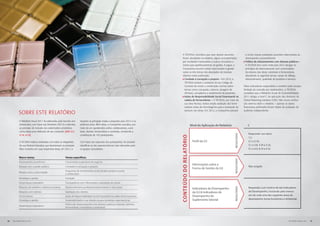 A TECNISA considera que sete desses assuntos                    a incluir nessas avaliações questões relacionadas ao
                                                                                                                                       foram abordados no relatório, alguns acompanhados               desempenho socioambiental.
                                                                                                                                       por resultados mensurados e outros vinculados a               	 Política de relacionamento com diversos públicos –
                                                                                                                                       metas para aperfeiçoamento da gestão. A seguir, a               A TECNISA tem como meta para 2012 divulgar os
                                                                                                                                       Companhia assume metas relacionadas à gestão                    princípios de relacionamento com comunidades
                                                                                                                                       sobre os três temas não abordados de maneira                    do entorno das obras, corretores e fornecedores,
                                                                                                                                       objetiva nesta publicação.                                      abordando os seguintes temas: canais de diálogo,
                                                                                                                                        	Combate à corrupção e propina – Em 2012, a                    relacionamento, qualidade de produtos e serviços.
                                                                                                                                         TECNISA revisará o conteúdo do seu Código de
                                                                                                                                         Conduta de modo a contemplar normas sobre                   Pelos indicadores respondidos e também pelo escopo
                                                                                                                                         temas como corrupção, suborno, lavagem de                   limitado da consulta aos stakeholders, a TECNISA
                                                                                                                                         dinheiro, compliance e recebimento de presentes.            considera que o Relatório Anual de Sustentabilidade
                                                                                                                                         Ações de Responsabilidade Social Empresarial na             2011 atingiu o nível C de aplicação das diretrizes da
                                                                                                                                         cadeia de fornecedores – A TECNISA, por meio de             Global Reporting Initiative (GRI). Não houve verifica-
                                                                                                                                         sua área técnica, realiza ampla avaliação dos forne-        ção externa sobre o relatório – apenas os dados
                                                                                                                                         cedores antes de homologá-los para a prestação de           financeiros publicados foram objeto de avaliação de

           sobre este relatório
                                                                                                                                         serviços nas obras. Em 2012, a Companhia passará            auditoria independente.



            O Relatório Anual 2011 foi elaborado, pelo terceiro ano       traçaram as principais metas e projeções para 2012 e os
            consecutivo, com base nas Diretrizes GRI G3 e atendeu         próximos anos. Além disso, a Companhia consultou, por                             Nível de Aplicação do Relatório		C
            ao princípio de inclusão dos stakeholders prioritários        meio de um questionário online, colaboradores, corre-
            como etapa para definição de seu conteúdo. [GRI 3.5,          tores, clientes, fornecedores e acionistas, recebendo a
                                                                                                                                                                                                         Responder aos itens:




                                                                                                                                                                                         Resultado
            4.14, 4.15]                                                   contribuição de 143 participantes.




                                                                                                                                    Conteúdo do Relatório
                                                                                                                                                                                                         1.1;
            A TECNISA realizou entrevistas com todos os integrantes       Com base nas respostas dos participantes, foi possível                             Perfil da G3                                2.1 a 2.10;
            de sua Diretoria Executiva, que descreveram os principais     identificar os dez aspectos/temas mais relevantes para                                                                         3.1 a 3.8, 3.10 a 3.12;
            fatos ocorridos em suas respectivas áreas, em 2011, e         os grupos consultados:                                                                                                         4.1 a 4.4, 4.14 a 4.15.


           Macro-temas                                     Temas específicos




                                                                                                                                                                                         Resultado
           Desempenho econômico                            Crescimento sustentável do negócio
                                                                                                                                                             Informações sobre a
           Relação com o poder público                     Combate à corrupção e propina                                                                                                                 Não exigido
                                                                                                                                                             Forma de Gestão da G3
                                                           Programas de investimento social privado (projetos sociais
           Relação com a comunidade
                                                           e ambientais)
           Estratégia e gestão                             Inovação
           Governança corporativa                          Transparência com informações e prestação de contas
           Relações de trabalho e direitos humanos         Desenvolvimento profissional (treinamento e educação)                                                                                         Responder a um mínimo de dez Indicadores




                                                                                                                                                                                         Resultado
                                                                                                                                                             Indicadores de Desempenho
           Relações com clientes                           Satisfação dos clientes                                                                           da G3  Indicadores de                      de Desempenho, incluindo pelo menos
           Fornecedores                                    Ações de Responsabilidade Social Empresarial na cadeia de fornecedores                            Desempenho do                               um de cada uma das seguintes áreas de
           Estratégia e gestão                             Sustentabilidade e sua relevância para estratégia organizacional                                  Suplemento Setorial                         desempenho: Social, Econômico e Ambiental.
                                                           Política de relacionamento com diversos públicos (clientes, vizinhos,
           Governança corporativa
                                                           fornecedores, investidores e sindicatos)




86   RELATÓRIO ANUAL 2011                                                                                                                                                                                                                      RELATÓRIO ANUAL 2011   87
 