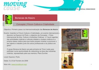 Bonecas de Ataúro

                Concepta | Fórum Cultura e Criatividade

Objectivo: Primeiro passo na internacionalizaç...