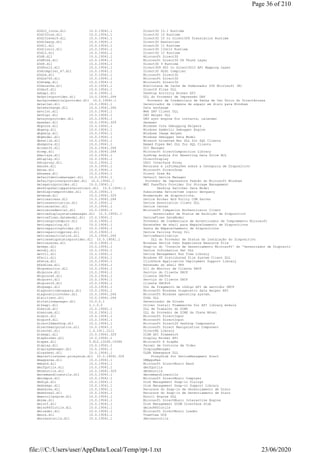 d3d10_1core.dll 10.0.19041.1 Direct3D 10.1 Runtime
d3d10core.dll 10.0.19041.1 Direct3D 10 Runtime
d3d10level9.dll 10.0.19041.1 Direct3D 10 to Direct3D9 Translation Runtime
d3d10warp.dll 10.0.19041.1 Direct3D Rasterizer
d3d11.dll 10.0.19041.1 Direct3D 11 Runtime
d3d11on12.dll 10.0.19041.1 Direct3D 11On12 Runtime
d3d12.dll 10.0.19041.1 Direct3D 12 Runtime
d3d8.dll 10.0.19041.1 Microsoft Direct3D
d3d8thk.dll 10.0.19041.1 Microsoft Direct3D OS Thunk Layer
d3d9.dll 10.0.19041.1 Direct3D 9 Runtime
d3d9on12.dll 10.0.19041.1 Direct3D9 DDI to Direct3D12 API Mapping Layer
d3dcompiler_47.dll 10.0.19041.1 Direct3D HLSL Compiler
d3dim.dll 10.0.19041.1 Microsoft Direct3D
d3dim700.dll 10.0.19041.1 Microsoft Direct3D
d3dramp.dll 10.0.19041.1 Microsoft Direct3D
d3dscache.dll 10.0.19041.1 Biblioteca de Cache de Sombreador D3D Microsoft (R)
d3dxof.dll 10.0.19041.1 DirectX Files DLL
dabapi.dll 10.0.19041.1 Desktop Activity Broker API
dafprintprovider.dll 10.0.19041.264 DLL do Provedor de Impressão DAF
daotpcredentialprovider.dll 10.0.19041.1 Provedor de Credenciais de Senha de Uso Único do DirectAccess
dataclen.dll 10.0.19041.1 Gerenciador de limpeza de espaço em disco para Windows
dataexchange.dll 10.0.19041.264 Data exchange
davclnt.dll 10.0.19041.1 Web DAV Client DLL
davhlpr.dll 10.0.19041.1 DAV Helper DLL
davsyncprovider.dll 10.0.19041.1 DAV sync engine for contacts, calendar
daxexec.dll 10.0.19041.329 daxexec
dbgcore.dll 10.0.19041.1 Windows Core Debugging Helpers
dbgeng.dll 10.0.19041.1 Windows Symbolic Debugger Engine
dbghelp.dll 10.0.19041.1 Windows Image Helper
dbgmodel.dll 10.0.19041.1 Windows Debugger Data Model
dbnetlib.dll 10.0.19041.1 Winsock Oriented Net DLL for SQL Clients
dbnmpntw.dll 10.0.19041.1 Named Pipes Net DLL for SQL Clients
dciman32.dll 10.0.19041.264 DCI Manager
dcomp.dll 10.0.19041.264 Microsoft DirectComposition Library
ddaclsys.dll 10.0.19041.1 SysPrep module for Resetting Data Drive ACL
ddisplay.dll 10.0.19041.1 DirectDisplay
ddoiproxy.dll 10.0.19041.1 DDOI Interface Proxy
ddores.dll 10.0.19041.1 Recursos e informações sobre a Categoria de Dispositivo
ddraw.dll 10.0.19041.1 Microsoft DirectDraw
ddrawex.dll 10.0.19041.1 Direct Draw Ex
defaultdevicemanager.dll 10.0.19041.1 Default Device Manager
defaultprinterprovider.dll 10.0.19041.1 Provedor de Impressora Padrão do Microsoft Windows
delegatorprovider.dll 10.0.19041.1 WMI PassThru Provider for Storage Management
desktopshellappstatecontract.dll 10.0.19041.1 Desktop Switcher Data Model
devdispitemprovider.dll 10.0.19041.1 Subsistema DeviceItem inproc devquery
devenum.dll 10.0.19041.329 Enumeração de dispositivos.
deviceaccess.dll 10.0.19041.264 Device Broker And Policy COM Server
deviceassociation.dll 10.0.19041.1 Device Association Client DLL
devicecenter.dll 10.0.19041.1 Device Center
devicecredential.dll 10.0.19041.1 Microsoft Companion Authenticator Client
devicedisplaystatusmanager.dll 10.0.19041.1 Gerenciador de Status de Exibição de Dispositivo
deviceflows.datamodel.dll 10.0.19041.1 DeviceFlows DataModel
devicengccredprov.dll 10.0.19041.1 Provedor de Credenciais de Autenticador de Complemento Microsoft
devicepairing.dll 10.0.19041.1 Extensões de shell para Emparelhamento de Dispositivos
devicepairingfolder.dll 10.0.19041.1 Pasta de Emparelhamento de Dispositivos
devicepairingproxy.dll 10.0.19041.1 Device Pairing Proxy Dll
devicereactivation.dll 10.0.19041.264 DeviceReactivation
devicesetupstatusprovider.dll 10.0.19041.1 DLL do Provedor de Status da Instalação do Dispositivo
deviceuxres.dll 10.0.19041.1 Windows Device User Experience Resource File
devmgr.dll 10.0.19041.1 Snap-in do 'Console de Gerenciamento Microsoft' do 'Gerenciador de Dispositivos'
devobj.dll 10.0.19041.1 Device Information Set DLL
devrtl.dll 10.0.19041.1 Device Management Run Time Library
dfscli.dll 10.0.19041.1 Windows NT Distributed File System Client DLL
dfshim.dll 10.0.19041.1 ClickOnce Application Deployment Support Library
dfsshlex.dll 10.0.19041.1 Extensão do shell DFS
dhcpcmonitor.dll 10.0.19041.1 Dll do Monitor de Cliente DHCP
dhcpcore.dll 10.0.19041.1 Serviço do Cliente DHCP
dhcpcore6.dll 10.0.19041.1 Cliente DHCPv6
dhcpcsvc.dll 10.0.19041.1 Serviço do Cliente DHCP
dhcpcsvc6.dll 10.0.19041.1 Cliente DHCPv6
dhcpsapi.dll 10.0.19041.1 DLL de fragmento de código API de servidor DHCP
diagnosticdataquery.dll 10.0.19041.1 Microsoft Windows Diagnostic data Helper API
diagnosticinvoker.dll 10.0.19041.264 Microsoft Windows operating system.
dialclient.dll 10.0.19041.264 DIAL DLL
dictationmanager.dll 10.0.0.1 Gerenciador de Ditado
difxapi.dll 2.1.0.0 Driver Install Frameworks for API library module
dimsjob.dll 10.0.19041.1 DLL de Trabalho do DIMS
dimsroam.dll 10.0.19041.1 DLL do Provedor de DIMS da Chave Móvel
dinput.dll 10.0.19041.1 Microsoft DirectInput
dinput8.dll 10.0.19041.1 Microsoft DirectInput
direct2ddesktop.dll 10.0.19041.1 Microsoft Direct2D Desktop Components
directmanipulation.dll 10.0.19041.1 Microsoft Direct Manipulation Component
directml.dll 1.0.1911.2111 DirectML Library
dismapi.dll 10.0.19041.329 DISM API Framework
dispbroker.dll 10.0.19041.1 Display Broker API
dispex.dll 5.812.10240.16384 Microsoft ® DispEx
display.dll 10.0.19041.1 Painel de Controle de Vídeo
displaymanager.dll 10.0.19041.1 DisplayManager
dlnashext.dll 10.0.19041.1 DLNA Namespace DLL
dmalertlistener.proxystub.dll 10.0.19041.329 ProxyStub for DeviceManagment Alert
dmappsres.dll 10.0.19041.1 DMAppsRes
dmband.dll 10.0.19041.1 Microsoft DirectMusic Band
dmcfgutils.dll 10.0.19041.1 dmcfgutils
dmcmnutils.dll 10.0.19041.329 dmcmnutils
dmcommandlineutils.dll 10.0.19041.1 dmcommandlineutils
dmcompos.dll 10.0.19041.1 Microsoft DirectMusic Composer
dmdlgs.dll 10.0.19041.1 Disk Management Snap-in Dialogs
dmdskmgr.dll 10.0.19041.1 Disk Management Snap-in Support Library
dmdskres.dll 10.0.19041.1 Recursos do Snap-in de Gerenciamento de Disco
dmdskres2.dll 10.0.19041.1 Recursos do Snap-in de Gerenciamento de Disco
dmenrollengine.dll 10.0.19041.1 Enroll Engine DLL
dmime.dll 10.0.19041.1 Microsoft DirectMusic Interactive Engine
dmintf.dll 10.0.19041.1 Disk Management DCOM Interface Stub
dmiso8601utils.dll 10.0.19041.1 dmiso8601utils
dmloader.dll 10.0.19041.1 Microsoft DirectMusic Loader
dmocx.dll 10.0.19041.1 TreeView OCX
dmoleaututils.dll 10.0.19041.1 dmoleaututils
Page 36 of 210
23/06/2020file:///C:/Users/user/AppData/Local/Temp/rpt-1.txt
 