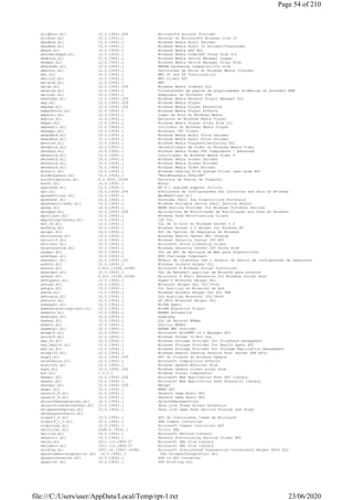 wlidprov.dll 10.0.19041.264 Microsoft® Account Provider
wlidres.dll 10.0.19041.1 Recurso do Microsoft® Windows Live ID
wmadmod.dll 10.0.19041.1 Windows Media Audio Decoder
wmadmoe.dll 10.0.19041.1 Windows Media Audio 10 Encoder/Transcoder
wmasf.dll 12.0.19041.1 Windows Media ASF DLL
wmcodecdspps.dll 10.0.19041.1 Windows Media CodecDSP Proxy Stub Dll
wmdmlog.dll 12.0.19041.1 Windows Media Device Manager Logger
wmdmps.dll 12.0.19041.1 Windows Media Device Manager Proxy Stub
wmdrmsdk.dll 10.0.19041.1 WMDRM backwards compatibility stub
wmerror.dll 12.0.19041.1 Definições de Erros do Windows Media (Inglês)
wmi.dll 10.0.19041.1 WMI DC and DP functionality
wmiclnt.dll 10.0.19041.1 WMI Client API
wmidcom.dll 10.0.19041.1 WMI
wmidx.dll 12.0.19041.329 Windows Media Indexer DLL
wmiprop.dll 10.0.19041.1 Coinstalador da página de propriedades dinâmicas do provedor WDM
wmitomi.dll 10.0.19041.1 Adaptador do Provedor CIM
wmnetmgr.dll 12.0.19041.329 Windows Media Network Plugin Manager DLL
wmp.dll 12.0.19041.329 Windows Media Player
wmpdxm.dll 12.0.19041.329 Windows Media Player Extension
wmpeffects.dll 12.0.19041.1 Windows Media Player Effects
wmphoto.dll 10.0.19041.1 Codec de Foto do Windows Media
wmploc.dll 12.0.19041.1 Recursos do Windows Media Player
wmpps.dll 12.0.19041.1 Windows Media Player Proxy Stub Dll
wmpshell.dll 12.0.19041.1 Iniciador do Windows Media Player
wmsgapi.dll 10.0.19041.1 WinLogon IPC Client
wmspdmod.dll 10.0.19041.1 Windows Media Audio Voice Decoder
wmspdmoe.dll 10.0.19041.1 Windows Media Audio Voice Encoder
wmvcore.dll 12.0.19041.1 Windows Media Playback/Authoring DLL
wmvdecod.dll 10.0.19041.1 Decodificador de Vídeo do Windows Media Video
wmvdspa.dll 10.0.19041.1 Windows Media Video DSP Components - Advanced
wmvencod.dll 10.0.19041.1 Codificador do Windows Media Video 9
wmvsdecd.dll 10.0.19041.1 Windows Media Screen Decoder
wmvsencd.dll 10.0.19041.1 Windows Media Screen Encoder
wmvxencd.dll 10.0.19041.1 Windows Media Video Encoder
wofutil.dll 10.0.19041.1 Windows Overlay File System Filter user mode API
wordbreakers.dll 10.0.19041.1 "WordBreakers.DYNLINK"
workfoldersres.dll 6.2.9200.16384 Recursos de Pastas de Trabalho
wow32.dll 10.0.19041.1 Wow32
wpbcreds.dll 10.0.19041.1 WP 8.1 upgrade support utility
wpc.dll 10.0.19041.264 Biblioteca de Configurações dos Controles dos Pais do Windows
wpcwebfilter.dll 10.0.19041.1 WpcWebFilter.dll
wpdshext.dll 10.0.19041.1 Extensão Shell dos Dispositivos Portáteis
wpdshserviceobj.dll 10.0.19041.1 Windows Portable Device Shell Service Object
wpdsp.dll 10.0.19041.1 WMDM Service Provider for Windows Portable Devices
wpnapps.dll 10.0.19041.264 Aplicativos de Notificação de Notificação por Push do Windows
wpnclient.dll 10.0.19041.1 Windows Push Notifications Client
wpportinglibrary.dll 10.0.19041.1 <d> DLL
ws2_32.dll 10.0.19041.1 DLL de 32 bits do Windows Socket 2.0
ws2help.dll 10.0.19041.1 Windows Socket 2.0 Helper for Windows NT
wscapi.dll 10.0.19041.1 API da Central de Segurança do Windows
wscinterop.dll 10.0.19041.1 Windows Health Center WSC Interop
wscisvif.dll 10.0.19041.1 Windows Security Center ISV API
wsclient.dll 10.0.19041.1 Microsoft Store Licensing Client
wscproxystub.dll 10.0.19041.1 Windows Security Center ISV Proxy Stub
wsdapi.dll 10.0.19041.1 DLL da API de Serviços da Web para Dispositivos
wsdchngr.dll 10.0.19041.1 WSD Challenge Component
wsecedit.dll 10.0.19041.153 Módulo de interface com o usuário do editor de configuração de segurança
wshbth.dll 10.0.19041.1 Windows Sockets Helper DLL
wshcon.dll 5.812.10240.16384 Microsoft ® Windows Script Controller
wshelper.dll 10.0.19041.1 DLL de Netshell auxiliar de Winsock para winsock
wshext.dll 5.812.10240.16384 Microsoft ® Shell Extension for Windows Script Host
wshhyperv.dll 10.0.19041.1 Hyper-V Winsock2 Helper DLL
wship6.dll 10.0.19041.1 Winsock2 Helper DLL (TL/IPv6)
wshqos.dll 10.0.19041.1 DLL Auxiliar do Winsock2 de QoS
wshrm.dll 10.0.19041.1 Windows Sockets Helper DLL for PGM
wshtcpip.dll 10.0.19041.1 DLL Auxiliar Winsock2 (TL/IPv4)
wshunix.dll 10.0.19041.1 AF_UNIX Winsock2 Helper DLL
wsmagent.dll 10.0.19041.1 WinRM Agent
wsmanmigrationplugin.dll 10.0.19041.1 WinRM Migration Plugin
wsmauto.dll 10.0.19041.1 WSMAN Automation
wsmplpxy.dll 10.0.19041.1 wsmplpxy
wsmres.dll 10.0.19041.1 DLL de Recurso WSMan
wsmsvc.dll 10.0.19041.1 Serviço WSMan
wsmwmipl.dll 10.0.19041.1 WSMAN WMI Provider
wsnmp32.dll 10.0.19041.1 Microsoft WinSNMP v2.0 Manager API
wsock32.dll 10.0.19041.1 Windows Socket 32-Bit DLL
wsp_fs.dll 10.0.19041.1 Windows Storage Provider for FileShare management
wsp_health.dll 10.0.19041.1 Windows Storage Provider for Health Agent API
wsp_sr.dll 10.0.19041.1 Windows Storage Provider for Storage Replication management
wtsapi32.dll 10.0.19041.1 Windows Remote Desktop Session Host Server SDK APIs
wuapi.dll 10.0.19041.329 API do Cliente do Windows Update
wuceffects.dll 10.0.19041.1 Microsoft Composition Effects
wudriver.dll 10.0.19041.1 Windows Update WUDriver Stub
wups.dll 10.0.19041.329 Windows Update client proxy stub
wvc.dll 1.0.0.1 Windows Visual Components
wwaapi.dll 10.0.19041.264 Microsoft Web Application Host API library
wwaext.dll 10.0.19041.1 Microsoft Web Application Host Extension library
wwanapi.dll 10.0.19041.329 Mbnapi
wwapi.dll 10.0.19041.1 WWAN API
xaudio2_8.dll 10.0.19041.1 XAudio2 Game Audio API
xaudio2_9.dll 10.0.19041.1 XAudio2 Game Audio API
xblauthmanagerproxy.dll 10.0.19041.1 XblAuthManagerProxy
xblauthtokenbrokerext.dll 10.0.19041.1 Xbox Live Token Broker Extension
xblgamesaveproxy.dll 10.0.19041.1 Xbox Live Game Save Service Proxies and Stubs
xboxgipsynthetic.dll
xinput1_4.dll 10.0.19041.1 API do Controlador Comum da Microsoft
xinput9_1_0.dll 10.0.19041.1 XNA Common Controller
xinputuap.dll 10.0.19041.1 Microsoft Common Controller API
xmlfilter.dll 2008.0.19041.1 Filtro XML
xmllite.dll 10.0.19041.1 Microsoft XmlLite Library
xmlprovi.dll 10.0.19041.1 Network Provisioning Service Client API
xmlrw.dll 2011.110.2809.27 Microsoft XML Slim Library
xmlrwbin.dll 2011.110.2809.27 Microsoft XML Slim Library
xolehlp.dll 2001.12.10941.16384 Microsoft Distributed Transaction Coordinator Helper APIs DLL
xpsdocumenttargetprint.dll 10.0.19041.1 XPS DocumentTargetPrint DLL
xpsgdiconverter.dll 10.0.19041.1 XPS to GDI Converter
xpsprint.dll 10.0.19041.1 XPS Printing DLL
Page 54 of 210
23/06/2020file:///C:/Users/user/AppData/Local/Temp/rpt-1.txt
 