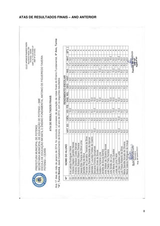 8
ATAS DE RESULTADOS FINAIS – ANO ANTERIOR
 