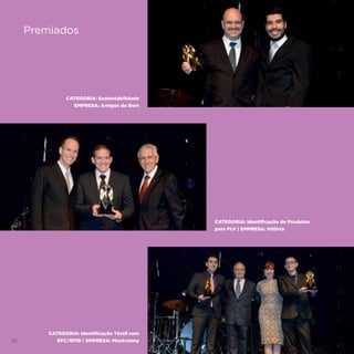 80
CATEGORIA: Sustentabilidade
EMPRESA: Amigos do Bem
CATEGORIA: Identificação de Produtos
para FLV | EMPRESA: H2Orta
CATEGORIA: Identificação Têxtil com
EPC/RFID | EMPRESA: Mackvanny
Premiados
 