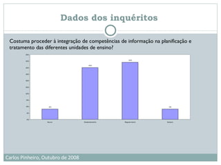 Costuma proceder à integração de competências de informação na planificação e tratamento das diferentes unidades de ensino?  Dados dos inquéritos   