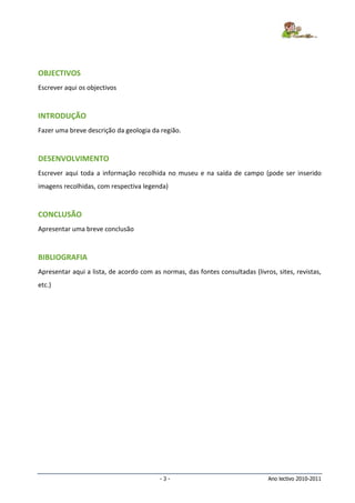 MODELO DO RELATÓRIO DE CAMPO