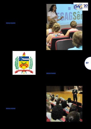 Universidade Federal de
Santa Catarina – Ufsc, através
do Curso de Pós-Graduação
em Administração (Cpga)
Parceria para desenvolvimento conjunto e integração de ações acadêmico-científicas no
âmbito dos programas de pós-graduação em
administração da Ufsc e da Udesc (pesquisas,
ensino, seminários, etc.).
resultados
Participação de alunos dos mestrados em
disciplinas de ambos os cursos. Desenvolvimento de pesquisas integradas pelos Grupos de Pesquisa do CPGA/Ufsc (Nord) e da
Udesc Esag (Nisp). Realização de eventos
científicos (seminários, encontros) promovidos em parceria pelos grupos de pesquisa
Nord e Nisp. Desenvolvimento de palestras
pelos professores dos programas de pós-graduação em eventos de ambas as universidades. Participação de professores da Esag
em bancas de mestrado e doutorado do Ppga/
Ufsc e vice-versa.

Editora Conceito Editorial	
Regular a cooperação técnico-científica entre
a Udesc e a Editora Conceito Editorial, nas
áreas de atuação e interesses comuns, respeitadas as legislações específicas de cada partícipe e que regulem a matéria, no intuito de
viabilizar parceria para a publicação de livros
cujo os autores pertençam a comunidade universitária da Udesc, sem contraprestação financeira.	
resultados
Publicação de obras de autoria de professores
da Esag: Profª Emiliana Debetir, 2013.

Tribunal de Justiça
de Santa Catarina
(Contrato)	
Concepção de projeto de desenvolvimento de
arquitetura organizacional e modelagem de
processos de trabalho da Corregedoria-Geral
de Justiça de Santa Catarina, compreendendo
o mapeamento, análise e proposta de melhorias dos processos de trabalho e rotinas, em
conformidade com as especificações contidas
no projeto Básico.
resultados
Projeto coordenado pelo Prof. da Esag Everton L.
Pellizaro de L. Cancelier, para realizar a modelagem dos processos organizacionais: diagnóstico dos processos de trabalho, rotinas, definição
de atividades, etc. em setores espe­ íficos da
c
organização.

57

 