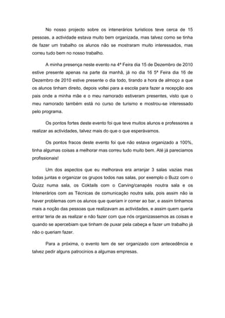 Relatorio dia do turismo