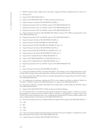 14 – a guerrilha do araguaia 
71 – NOSSA, Leonêncio. Mata!: o Major Curió e as guerrilhas no Araguaia. São Paulo: Companhia das Letras, 2012, p. 22. 
72 – Ibid., pp. 207-9. 
73 – Arquivo CNV, 00092.002613/2014-11. 
74 – Arquivo CNV, 00092.002057/2014-75, folhas de alterações de Santa Cruz. 
75 – Arquivo Nacional, Taís Morais: BR_DFANBSB_VAY_0060_d. 
76 – Depoimento prestado à CNV em 12/8/2014. Arquivo CNV, 00092.001866/2014-60. 
77 – Depoimento prestado à CNV em 12/8/2014. Arquivo CNV, 00092.001866/2014-60. 
78 – Depoimento prestado à CNV em 12/8/2014. Arquivo CNV, 00092.001866/2014-60. 
79 – Arquivo Nacional, Taís Morais: BR_DFANBSB_VAY_0060_d; Arquivo CNV, ABIN: Contraguerrilha na selva 
[1975]. 00092.001629/2013-18. 
80 – Depoimento prestado à CNV em 16/9/2014. Arquivo CNV, 00092.002613/2014-11. 
81 – Arquivo Nacional, Taís Morais: BR_DFANBSB_VAY_0058_d. 
82 – Arquivo Nacional, SNI: BR_DFANBSB_V8_A0079558-1980. 
83 – Arquivo Nacional, SNI: BR_DFANBSB_V8_A0549034-1973, pp. 5-6. 
84 – Arquivo Nacional, Taís Morais: BR_DFANBSB_VAY_0044_d. 
85 – Arquivo Nacional, SNI: BR_DFANBSB_V8_A0549034-1973, p. 18. 
86 – Arquivo Nacional, Taís Morais: BR_DFANBSB_VAY_0021_d, p. 5. 
87 – Arquivo CNV, 4.1RelatCIE15nov73, 00092.002428/2014-19. 
88 – Arquivo CNV, 00092.002428/2014-19, 4.1RelatCIE15nov73, p. 11. 
89 – Arquivo CNV, 4.1RelatCIE15nov73, 00092.002428/2014-19, p. 3. 
90 – Depoimento prestado à CNV em 12/8/2014. Arquivo CNV, 00092.001866/2014-60. 
91 – Ibid. 
92 – Arquivo Nacional, Taís Morais: BR_DFANBSB_VAY_0001_d. 
93 – Comissão de Familiares de Mortos e Desaparecidos Políticos. Dossiê ditadura: mortos e desaparecidos políticos no Bra-sil 
(1964-1985). São Paulo: Instituto de Estudos sobre a Violência do Estado-IEVE / Imprensa Oficial do Estado, 2009. 
94 – Entrevista de José Vieira, filho de Luís Vieira, concedida a Romualdo Pessoa Campos Filho em 25/2/1995. Arquivo 
CNV, 00092.002425/2014-85. 
95 – Ver depoimentos de camponeses coletados pela CNV nas duas audiências realizadas na cidade de Marabá, em 
17/11/2012 e 16/9/2014. Arquivo CNV, 00092.001164/2012-14 e Arquivo CNV, 00092.002613/2014-11. 
96 – Entrevista da enfermeira concedida a Romualdo Pessoa Campos Filho e a Gilvane Felipe em 20/1/1994. Arquivo 
CNV, 00092.002425/2014-85. 
97 – Arquivo CNV, 00092.002057/2014-75, folhas de alterações de Aluízio Madruga. 
98 – As informações sobre o caso Aikewara foram retiradas do relatório “O tempo da guerra: os Aikewara e a Guerri-lha 
724 
do Araguaia”, escrito por Iara Ferraz, Orlando Calheiros, Tiapé Suruí e Ywynuhu Suruí, e entregue à CNV no dia 
13/5/2014. Para maiores informações sobre o caso, ver depoimentos coletados pela CNV durante audiência pública reali-zada 
na cidade de Marabá em 2012 (Arquivo CNV, 00092.001164/2012-14). 
99 – Entrevista concedida a Iara Ferraz e Orlando Calheiros em agosto de 2013. Arquivo CNV, 00092.002730/2014-77. 
100 – Ibid. 
101 Ibid. 
102 – Ibid. 
103 – Ibid. 
104 – Para casos de graves violações dos direitos humanos envolvendo outros povos indígenas, ver depoimentos de indí-genas 
coletados pela CNV (Arquivo CNV, 00092.003063/2014-40). 
105 – Arquivo Nacional, Taís Morais: BR_DFANBSB_VAY_0044_d. 
 