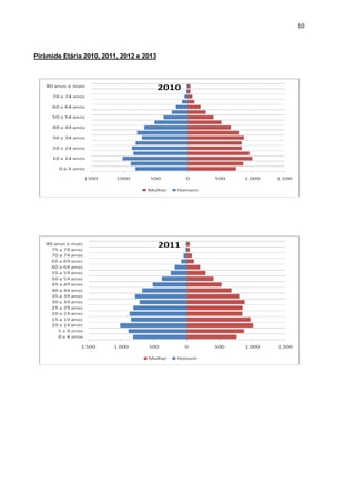 10
Pirâmide Etária 2010, 2011, 2012 e 2013
 