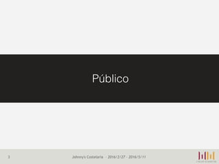 3
Público
Johnny's Costelaria – 2016/2/27 - 2016/5/11
 