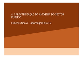 4. CARACTERIZAÇÃO DA AMOSTRA DO SECTOR
PÚBLICO

Funções tipo A – abordagem nível 2
 