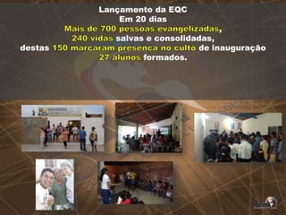 Lançamento da EQC
Em 20 dias
,
salvas e consolidadas,
destas de inauguração
formados.
 