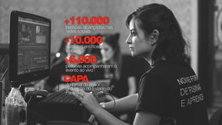 +110.000pessoas alcançadas nas
redes sociais
+10.000visitantes em nosso
website
CAPAdo jornal de maior
circulação do Estado do
Paraná
+6.000pessoas acompanharam o
evento ao vivo
 