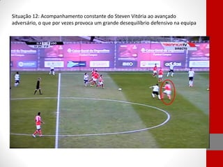 Situação 12: Acompanhamento constante do Steven Vitória ao avançado
adversário, o que por vezes provoca um grande desequilíbrio defensivo na equipa

 