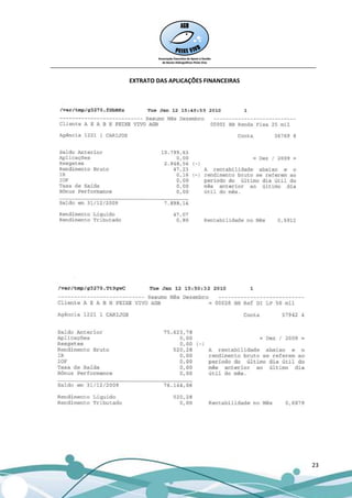 __________________________________________________________________________________

                        EXTRATO DAS APLICAÇÕES FINANCEIRAS




                                                                                23
 
