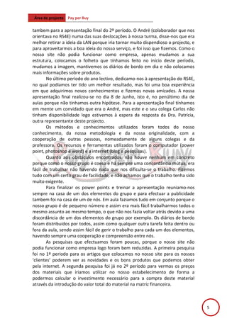 Relatório de actividades 3º período