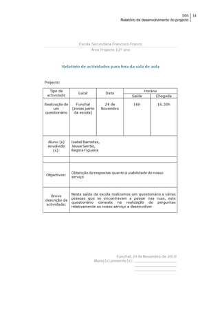 Relatório de desenvolvimento do projecto