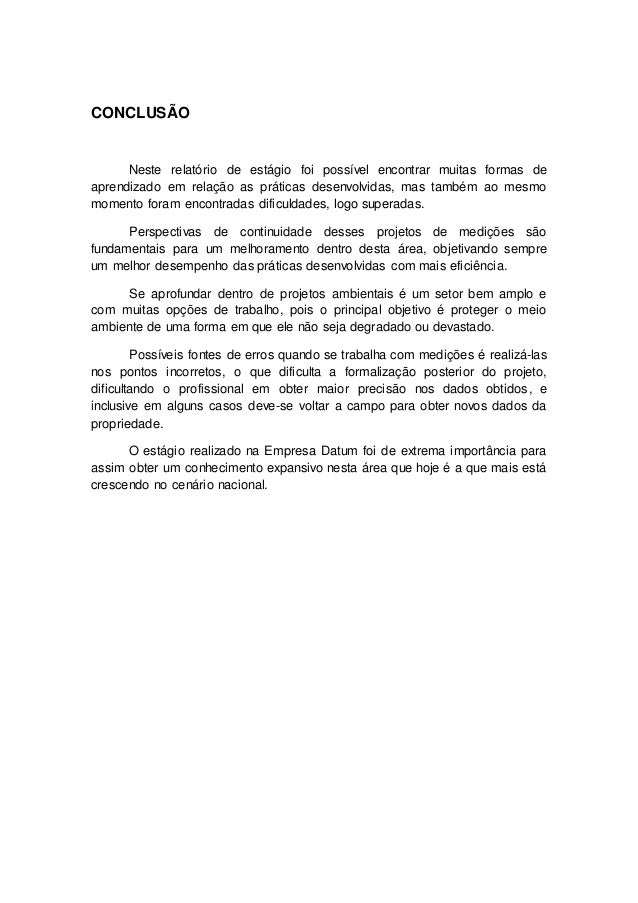 Relatorio de conclusao de estagio supervisionado