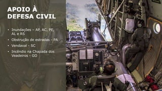 • Inundações – AP, AC, PE,
AL e RS
• Incêndio na Chapada dos
Veadeiros - GO
• Obstrução de estradas - PA
• Vendaval - SC
 