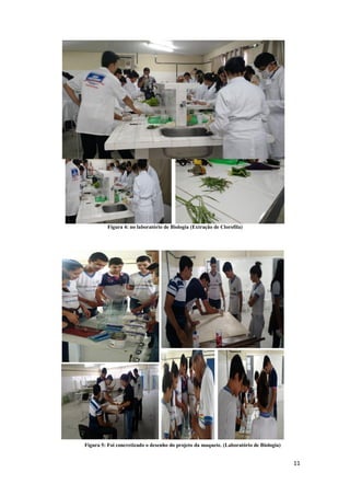 11
Figura 4: no laboratório de Biologia (Extração de Clorofila)
Figura 5: Foi concretizado o desenho do projeto da maquete. (Laboratório de Biologia)
 