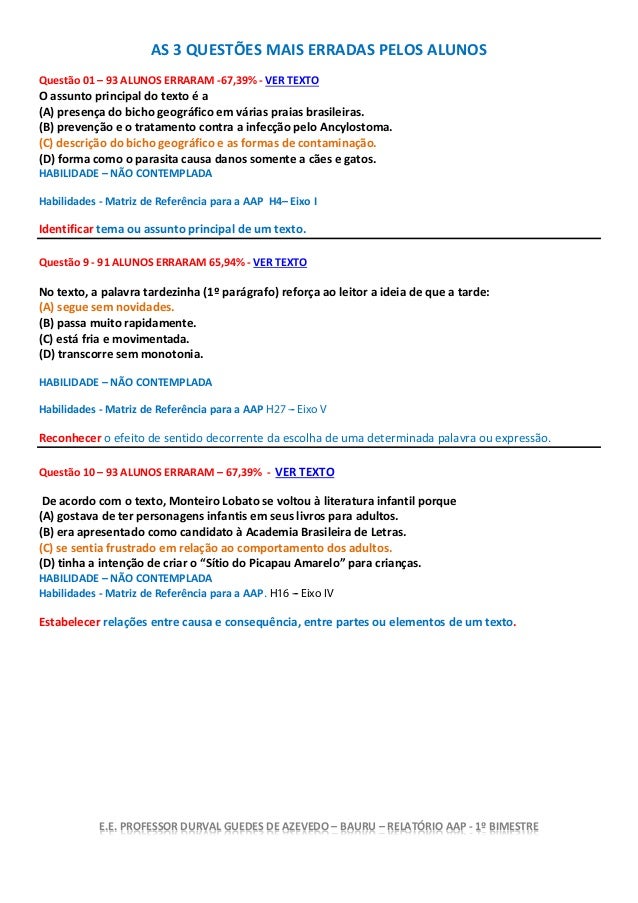 Relatorio de alunos do ensino fundamental