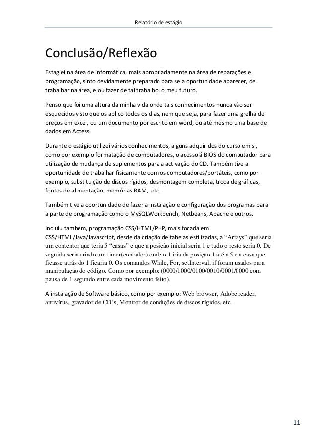 Conclusao relatorio de estagio engenharia