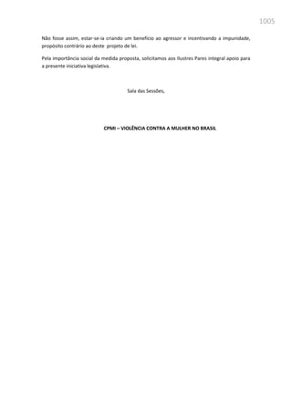 Relatório  final da cpmi da violência contra a mulher