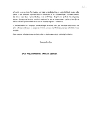Relatório  final da cpmi da violência contra a mulher