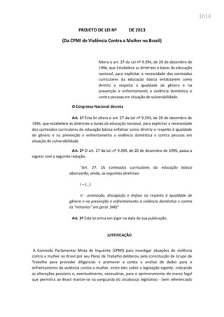Relatório  final da cpmi da violência contra a mulher