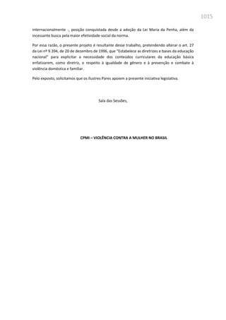 Relatório  final da cpmi da violência contra a mulher