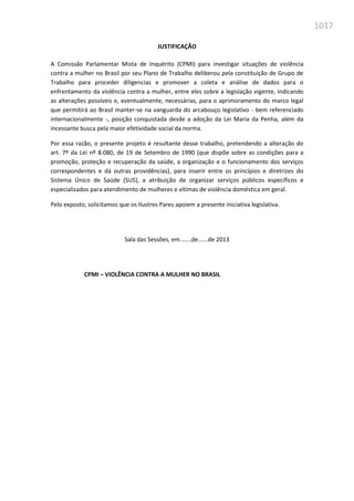 Relatório  final da cpmi da violência contra a mulher